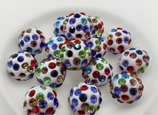 Multicolor Clay Rhinestone Beads Round 10mm Qty:15