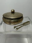 VINTAGE - Lunt Sterling Silver 2" Saccharin/Pill/Sugar Bowl W/Lid & Tongs