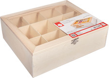 62972505 Scatola Porta Bustine Tè Tisane in Legno Grezzo Naturale, 28.5X23.5X9Cm