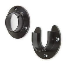 1 Set Heavy Duty Stainless Steel Closet Pole Sockets Rod End Support Matt Black