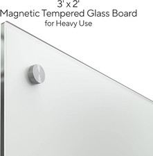TRU RED Magnetic Tempered Glass Dry Erase Board White 3' x 2' TR61195 