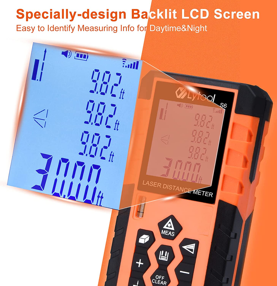 Laser Distance Meter 165Ft/50M, Laser Measure Ft/In/M Switching Laser ...