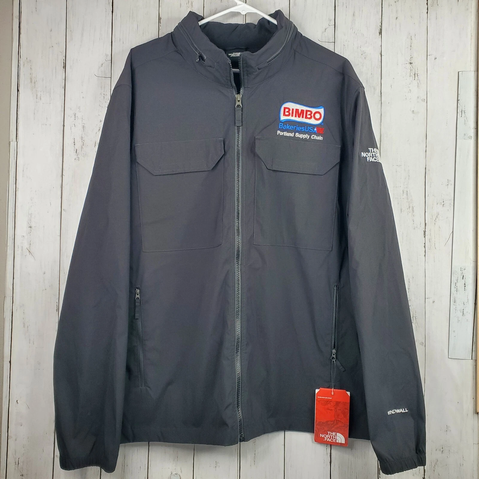 The North Face Packable Travel Jacket Hidden Hood Men’s Size XL Company Logo NWT