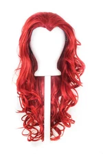 25" Curly Layered Cut with Widow's Peak and no Bangs Scarlet Red Wig NEW