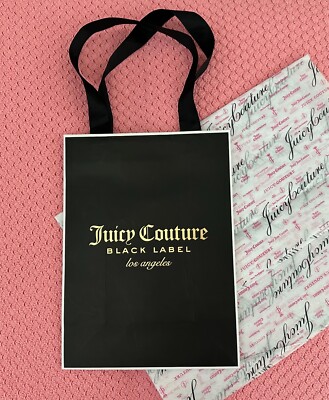 New JUICY COUTURE Black Label Store SHOPPING Paper BAG w/LOGO GIFT Wrap TISSUES