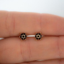 1Ct Round Cut Simulated Diamond Tiny Flower Stud Earring 14k Yellow Gold Plated