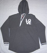 NO BOUNDARIES Gray Pullover Love Hoodie Hooded Sweatshirt Large Free Shipping
