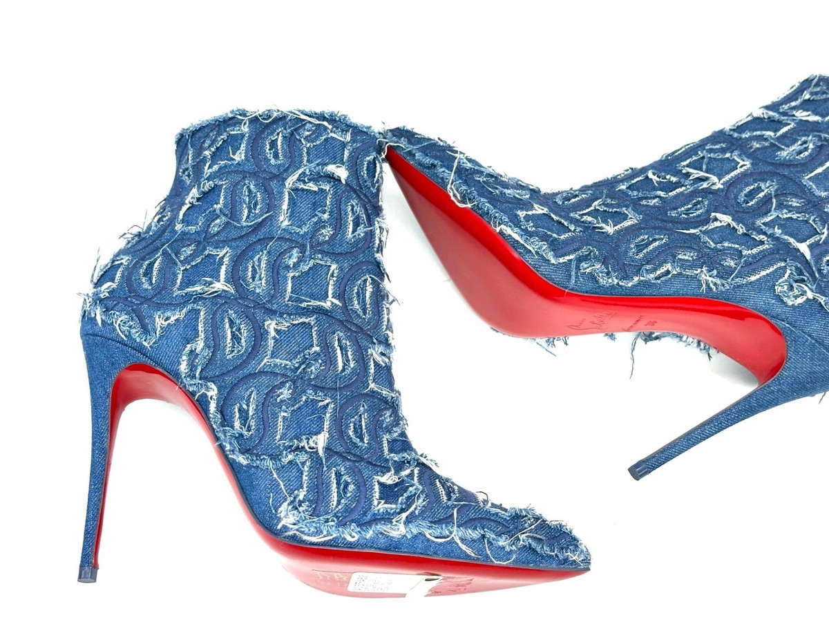 Christian Louboutin SO KATE BOOTY 100 Denim Ankle Bootie Boots