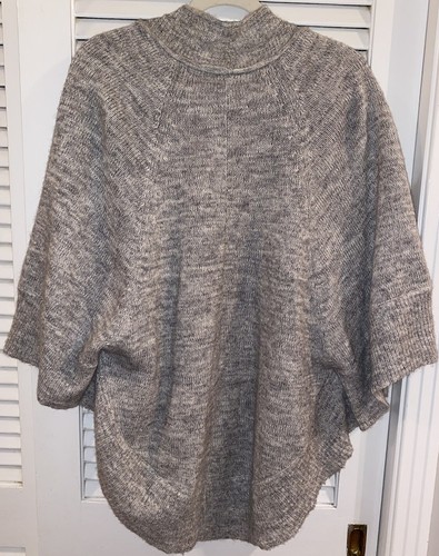 Anthropologie Knitted & Knotted Grey Cardigan Wrap Sweater Wool Poncho Womens XS - Picture 14 of 22