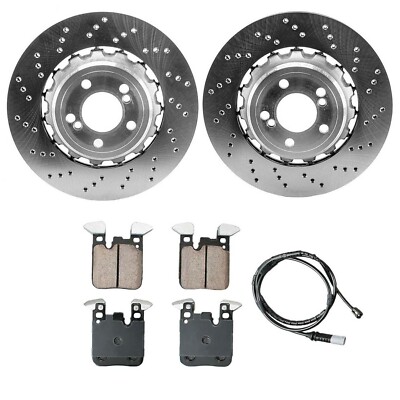SHW Performance OEM Rear Brake Disc Rotors Akebono Pads Kit for BMW F80 F82 F87