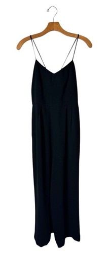 J Crew Jumpsuit Women 4 Black Crepe Cropped Wide Leg Tie Back Strappy Preppy - Picture 2 of 13
