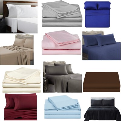 Solid 600 Threat Count Cotton 3 Piece Sheet set Twin Twin XL Twin XXL