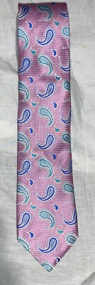Tom James Pink Paisley Silk Necktie Made in USA