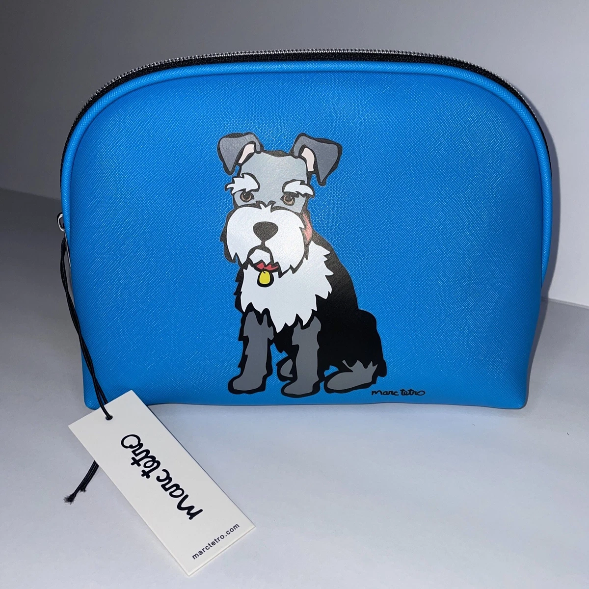 Marc Tetro Blue Cosmetic Bag SchnauzerDog Travel,Makeup, Organizer Large |  eBay