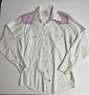 16.5-35 H Bar C Pearl Snap California RanchWear Western Pink Shirt Long Tail