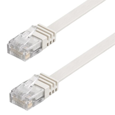 Patchkabel beige 15m flach U/UTP CAT6 DSL-/Netzwerk Ethernet-Kabel 250MHz RJ45