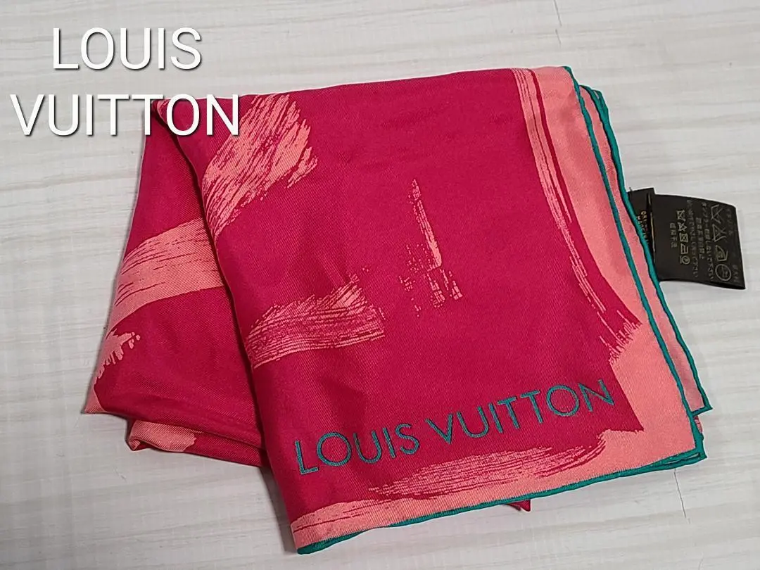 Louis Vuitton scarf pink monogram silk 66×66cm
