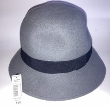 Women's Bowler Hat Wool Felt Cloche With Grosgrain Trim One Size, Gray New NWT
