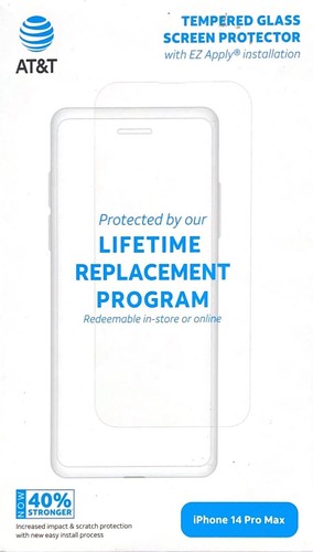 AT&T Tempered Glass Antimicrobial Screen Protector - iPhone 14 Pro Max - Clear - 第 1/3 張圖片
