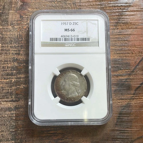 1957-D 25c US Silver Washington Quarter NGC MS 66