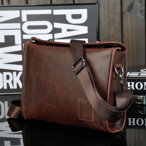 New Men's Briefcase Casual Business Shoulder Bag Leather Messenger Satchel Bag - Picture 3 of 10