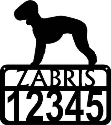 Bedlington Terrier Personalized Dog Sign with Name & House Numbers - Made in USA
