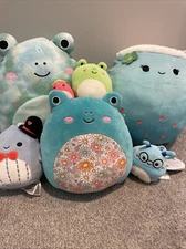 Squishmellow 7 Set- Blue, Pink, Green: Used And Great Condition (Look In Des.)