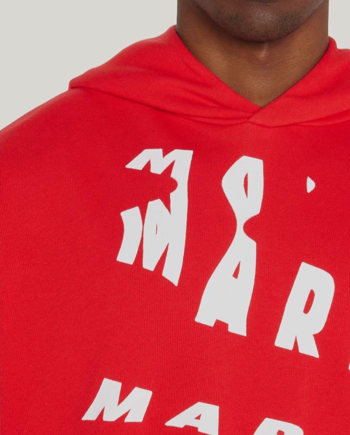 【関税送料込】MARNI SYMBOL EMBROIDERED LOGO HOODED SWEATER Marni logo-patch Cotton Hoodie | Blue | FARFETCH
