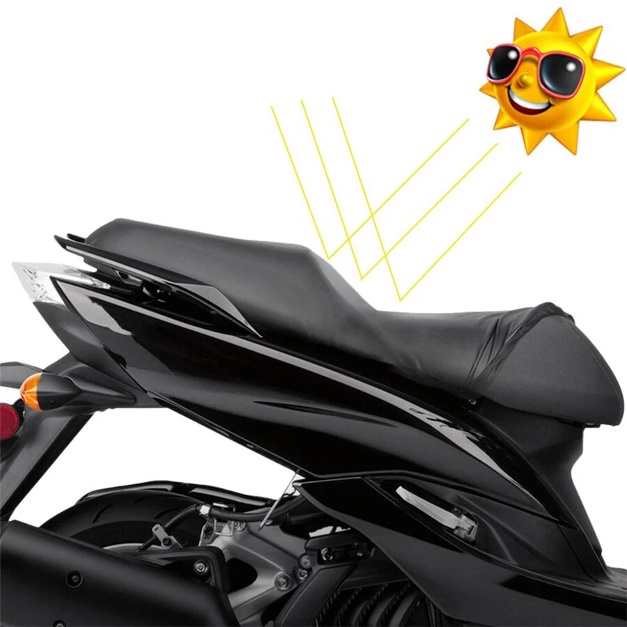 Capa de assento de motocicleta almofada de scooter impermeável acessórios de proteção preta GG - Imagem 3 de 4
