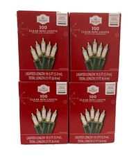Holiday Time 100-Ct Clear Christmas Mini String Lights Green Wire - 4 Pack