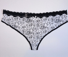 TORRID Black White Toile Thong Panties Lot Of 4 Size 5X Lace Trim Underwear NWT