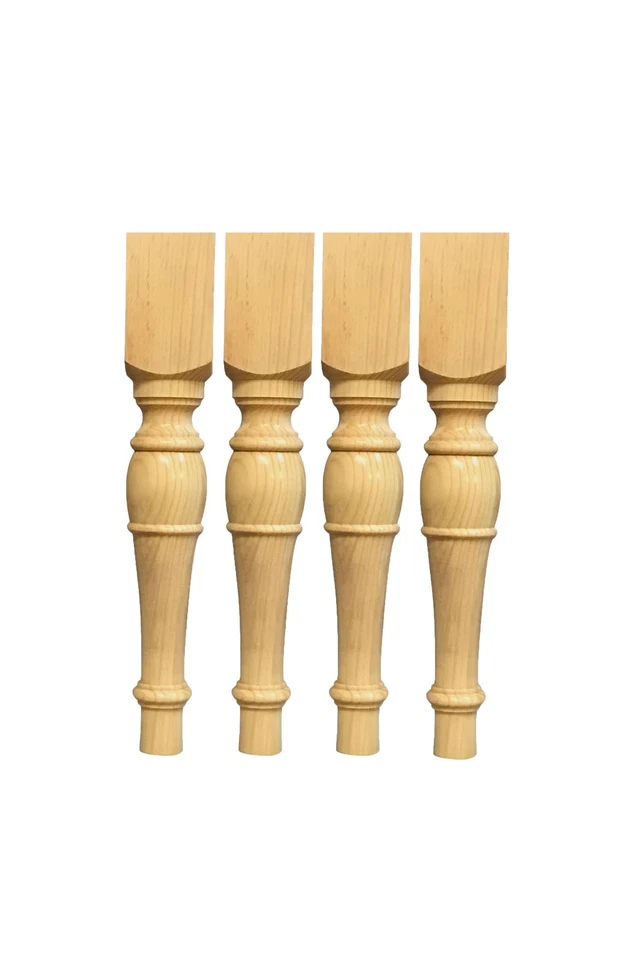 Clasic 2 Sets of Unfinished Handmade Pine Wood Turned dining Table/Bench Legs - Image 3 of 4