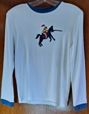 Little White Co. Boys White T-Shirt Appliqué Knight on Horseback  11-12 yrs NWOT