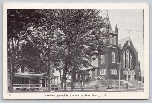 The Rectory & St. Thomas Aquinas Derry New Hampshire Chrome Postcard Street View