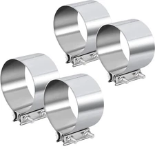 4PCS 4 Inch Butt Joint Band Exhaust Clamp Sleeve Coupler T304 Stainless Steel