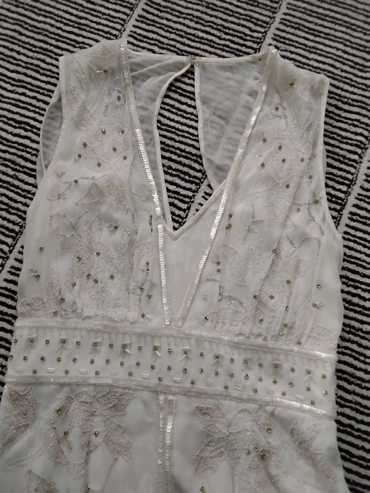 OFF WHITE Bellissimo abito lungo ricamato bianco sporco taglia 4