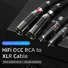 Pair OCC Pure Copper Balanced Signal Cord HiFi Audio Cable RCA to XLR Adapter