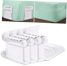 4 Lot Bed Sheet Holders with Lock Strips, Fitted for Corners White Bedroom SA