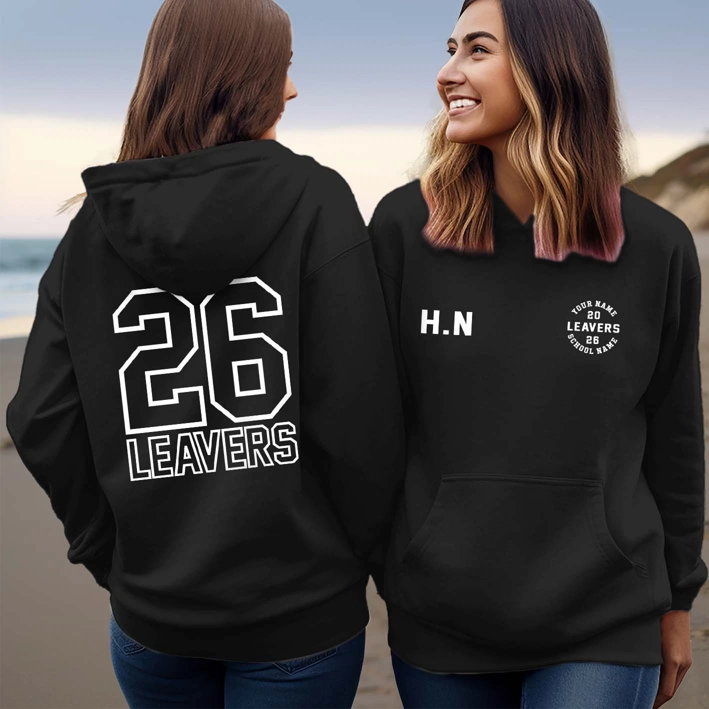 Personalised Leavers Hoodie 2026, Custom School Name Jumpers, Class of 26 H-3317