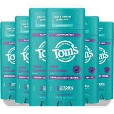 Tom'S Of Maine Wild Lavender Aluminum Free Deodorant 3.25 Oz Stick 6 Pack