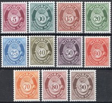 A3 Norway 1969-78, NK 617-811 MNH, Posthorn set, MI 758y-63y, SC 709-14.