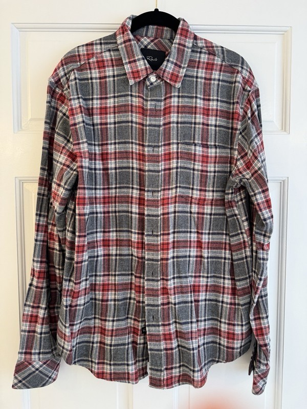 Rails Lennox Plaid Long Sleeve Button Up Shirt Men's Medium Red Grey NWOT