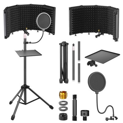 Studio Recording Microphone Isolation Shield with Pop Filter &Tri-Stand Kit a...