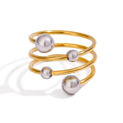 ZARD Spiral Ball Statement Ring in Gold Vermeil