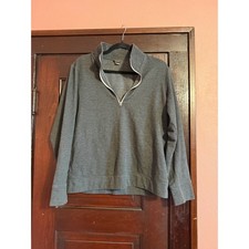 Eddie Bauer Womens Gray Heather Quarter Zip Fleece Pullover Sweatshirt Size M