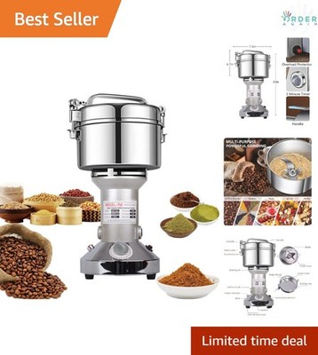 Electric Grain Mill Stainless Steel 750g Capacity High Speed Herbs Spice Grinder
