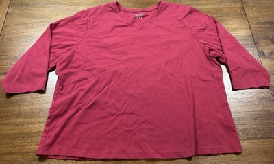 L.L Bean Women's Plus Size 2XL 3/4 Sleeve Red Casual Pullover Blouse