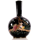 Arts Crafts Jackfield Pottery Vase Jet Black Enamelled Aesthetic Mice h24cm 1870