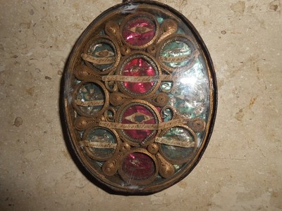 Antique   big Reliquary 7  relic St. MAGDALENA DE PAZ..ILLUMINATI, ALPH. M. LIG.