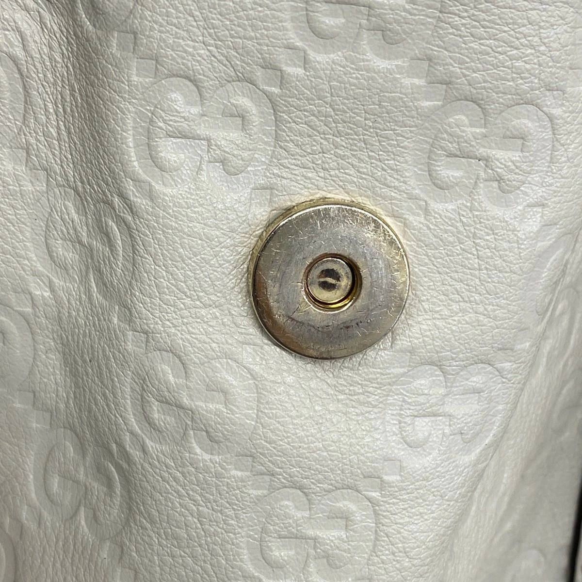 Gucci Guccissima Leather Tote Bag White Champagne Gold Made in Italy thumbnail 12